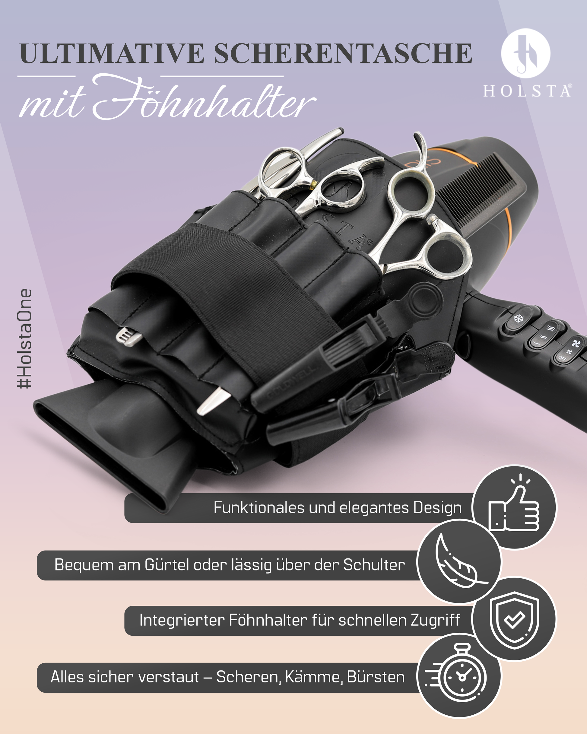 HOLSTA® One Tasche - DIe innovative Scherentasche mit Fönhalter